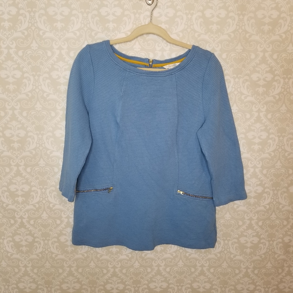 Boden Long Line Ottoman Zip Top 3/4 Sleeve